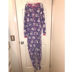 Christmas snowflake raccoon adult footie pajamas